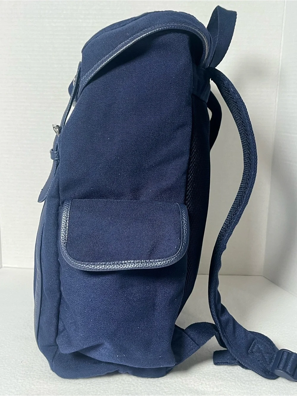 Polo by Ralph Lauren Navy Canvas Backpack with Leather-Trim Straps